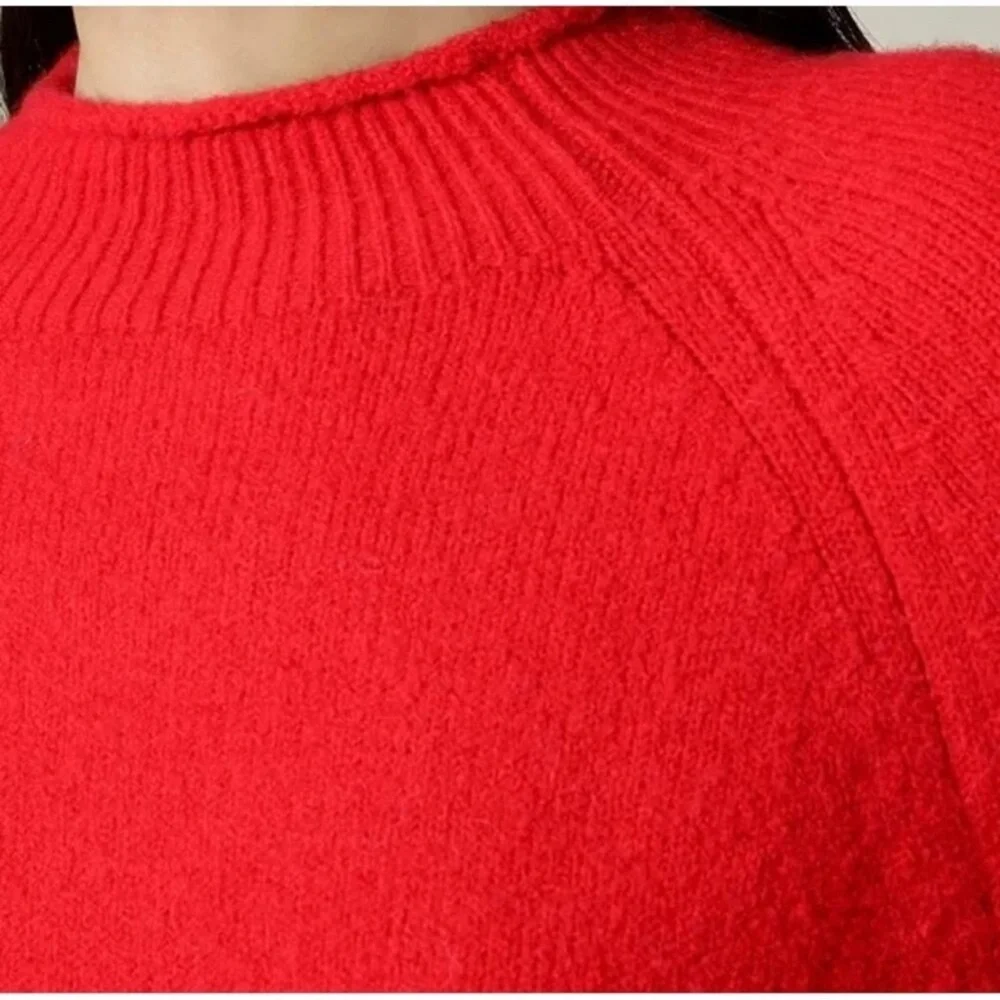J. Crew Supersoft Yarn Rollneck Sweater Merino Wool Alpaca Blend Red L